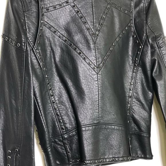 Blank NYC, black studded, vegan leather motorcycle jacket - Picture 7 of 12